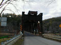 Closer view of east end of Foxburg Bridge. Upper deck is still in place despite removal of approach.