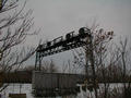 signal bridge east of the interlocking, at the west end of Ambridge. view as a westbound would see. 
