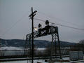 signal bridge with westbound signals just east of East Conway.